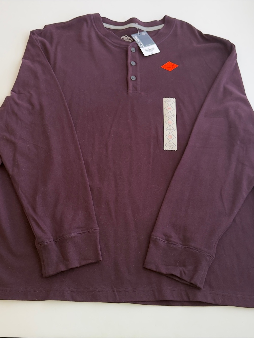 NWT St Johns Bay Super Soft Legacy Henley Long Sleeve Mens 2XL Rich Plum Purple